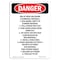 Signmission OSHA Danger Sign, 14" Height, Rigid Plastic, End Of Week Shutdown (Flammable, Portrait OS-DS-P-1014-V-2340 - alternate 1